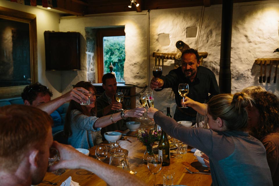 Photograph of a Supper Club Evening at Fat Hen Cookery School in West Cornwall